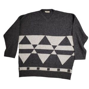 NWOT PENNYBLACK‎ Mens Geometric Sweater Made in Italy Wool Cashmere Blend Medium